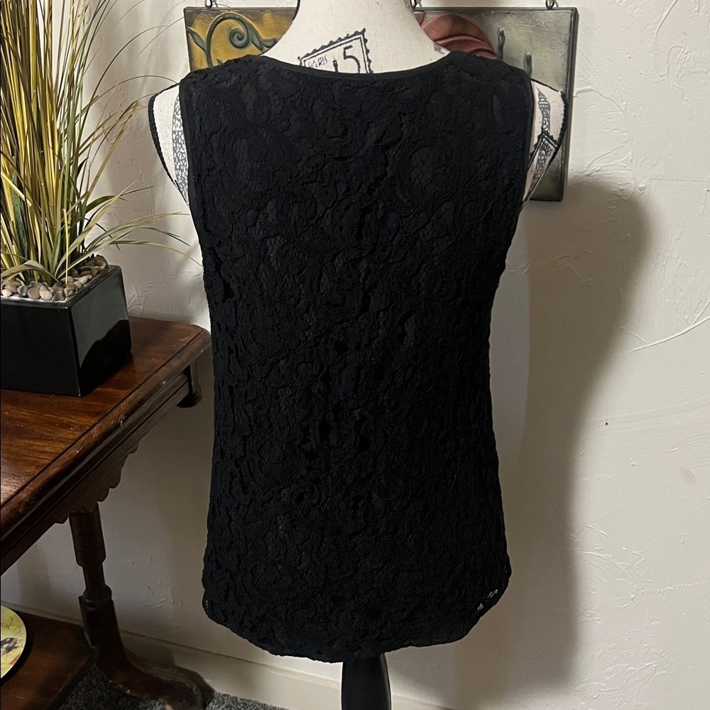 Talbots Black Lace Tank Top - Picture 3 of 7